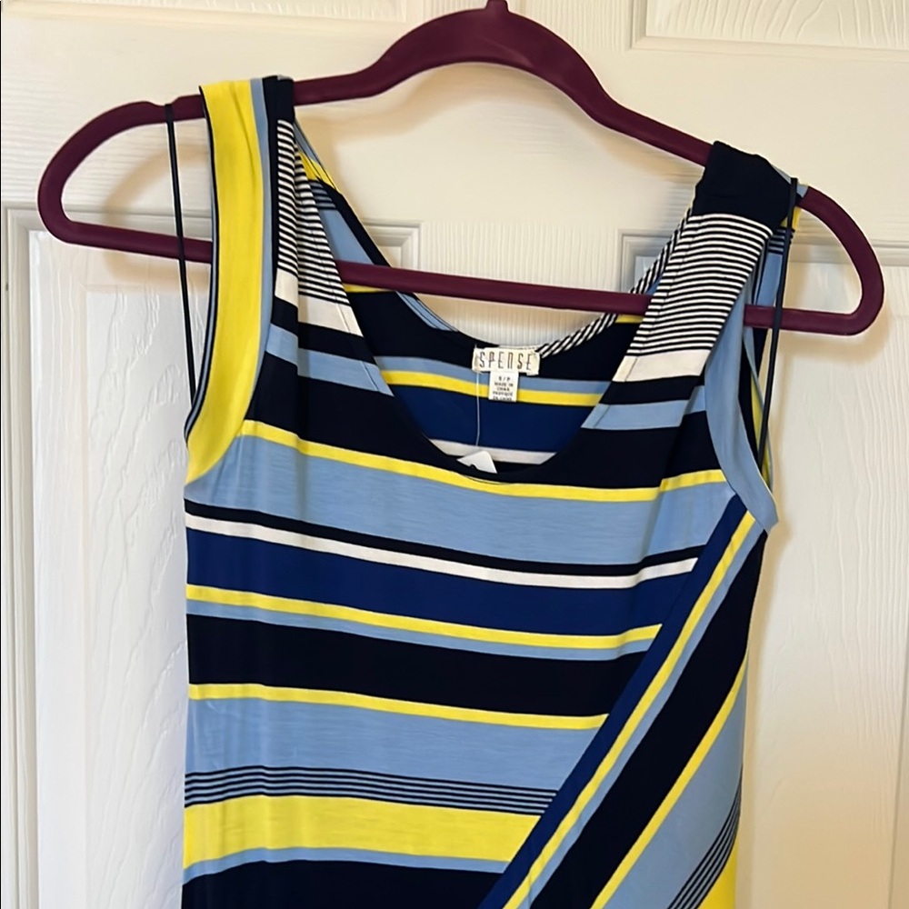 Spense Striped Sleeveless Dress - Blue and Yellow